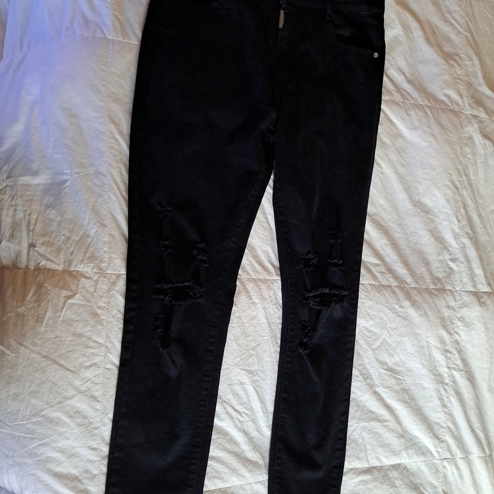 Represent Knee Destroyer Denim Jeans 30 ×  29 Soft Stretch 5-Pocket Black EUC